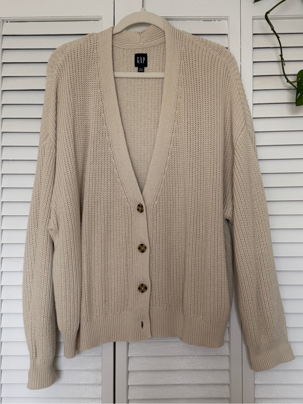 GAP cream oversized cardigan with button-up front